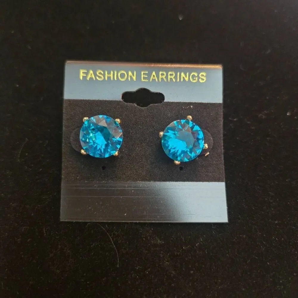 NEW Blue Rhinestone Stud Post Earrings